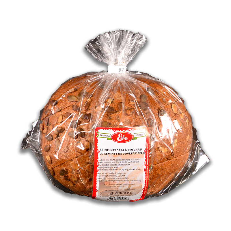 Pâine integrală cu semințe de dovleac - felii